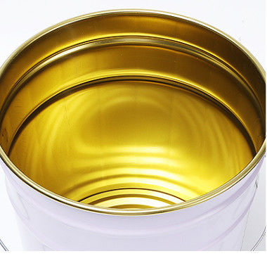 5 galloni di metallo bianco in latta con rivestimento in oro