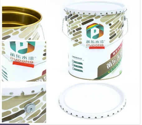 5 galloni di grassi metallici rotondi con rivestimento e guarnizione di gomma