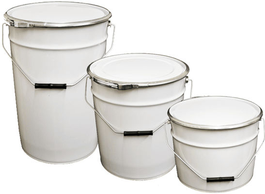 Botti e secchi di latta di polipropilene bianco personalizzati con rivestimento fenolico dorato